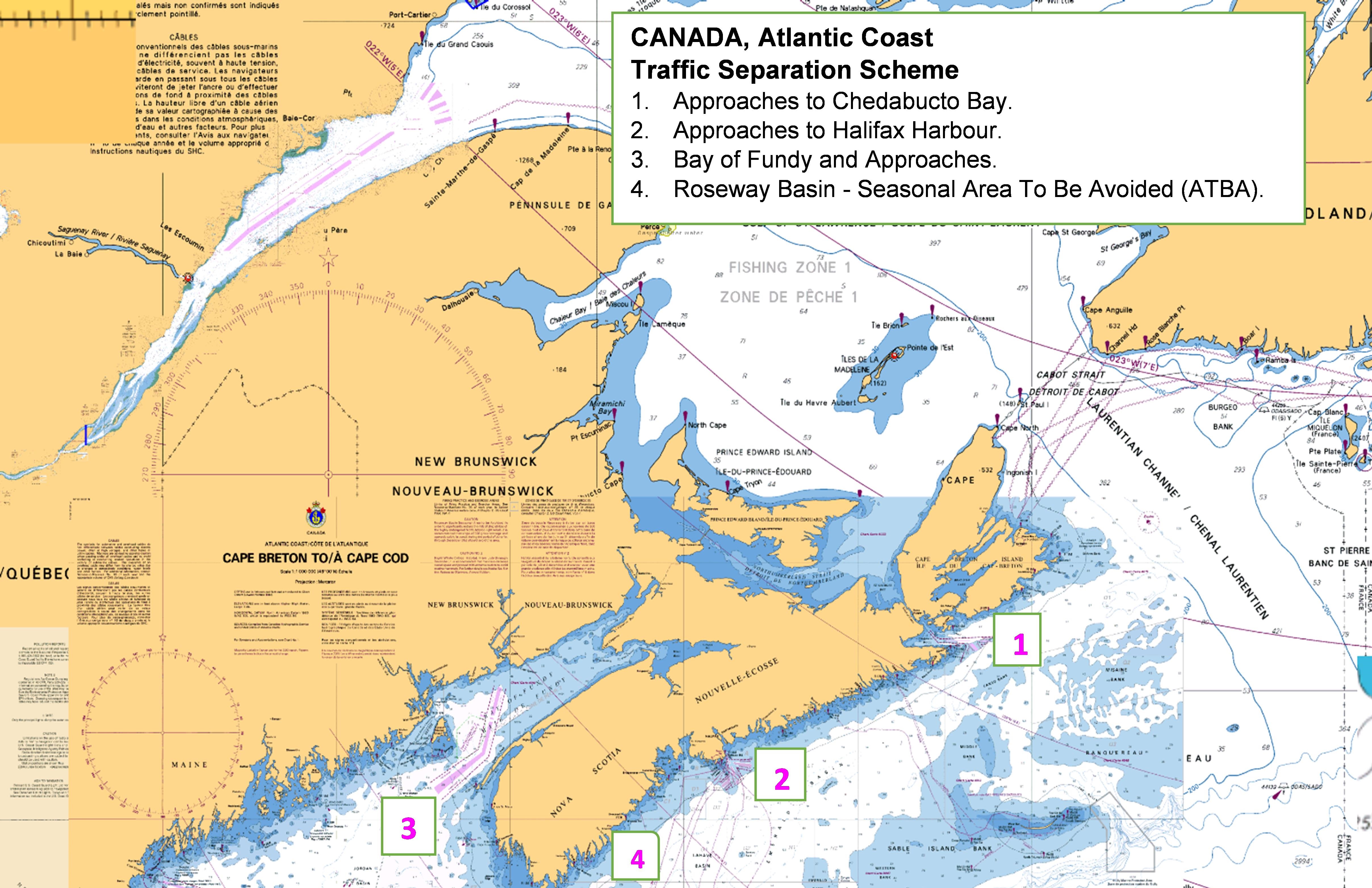 IMO adopted - Compulsory Canadian Routeing System – Atlantic Coast TSS