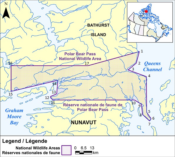 Map showing the geographic boundaries of Nanuit Itillinga National Wildlife Area.