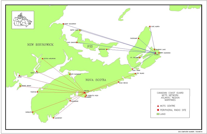 map of MCTS network  - Maritimes