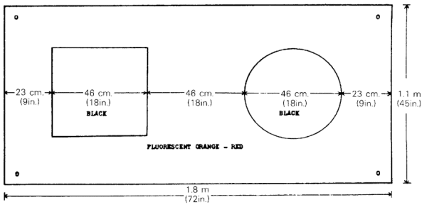 Diagram of the standardized Canadian Ship-to-Air Distress
                 SignalFigure 1 – Canadian Ship-to-Air Distress Signal Diagram