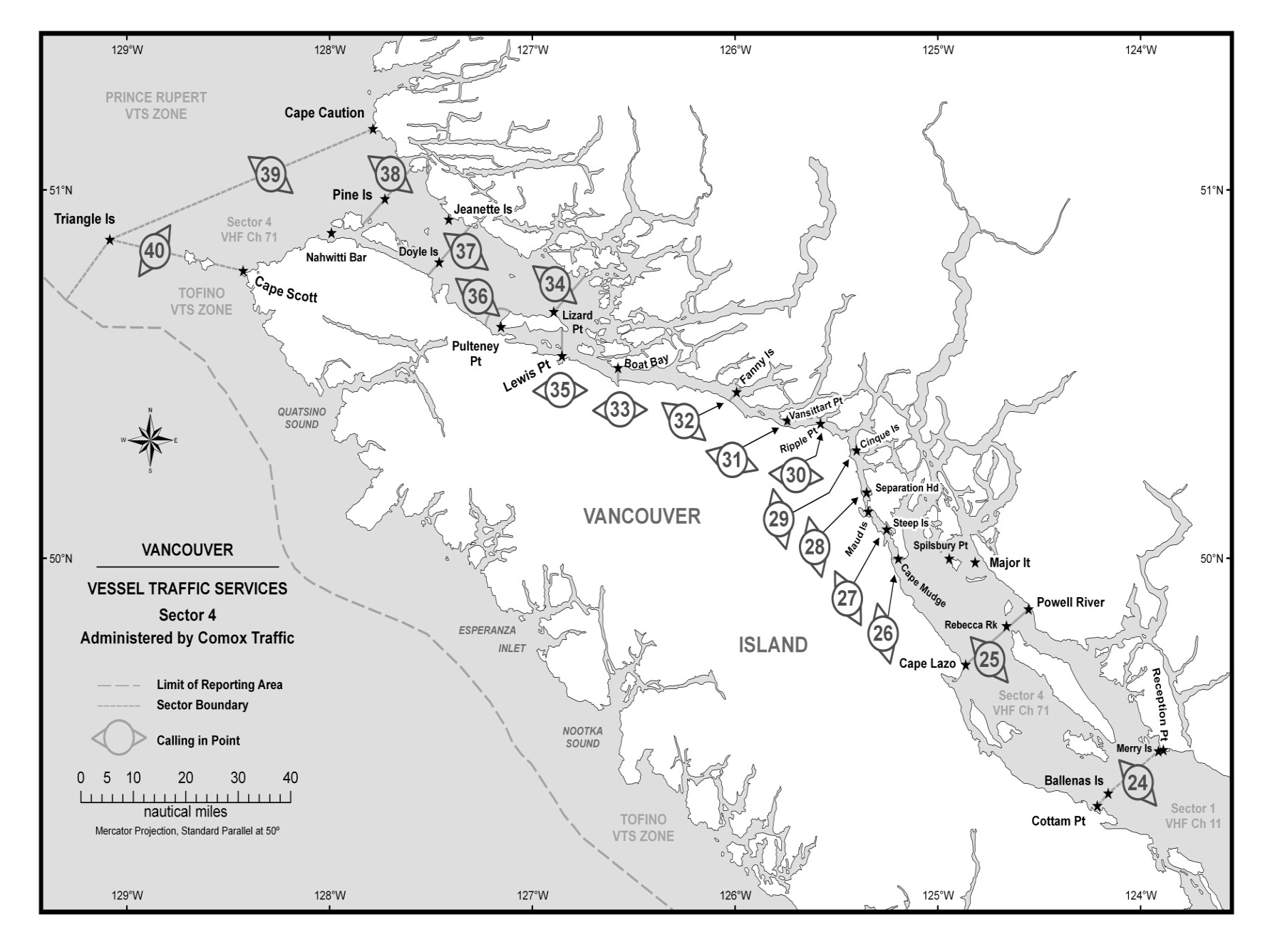 chart of Vancouver Vessel Traffic Services Sector 4