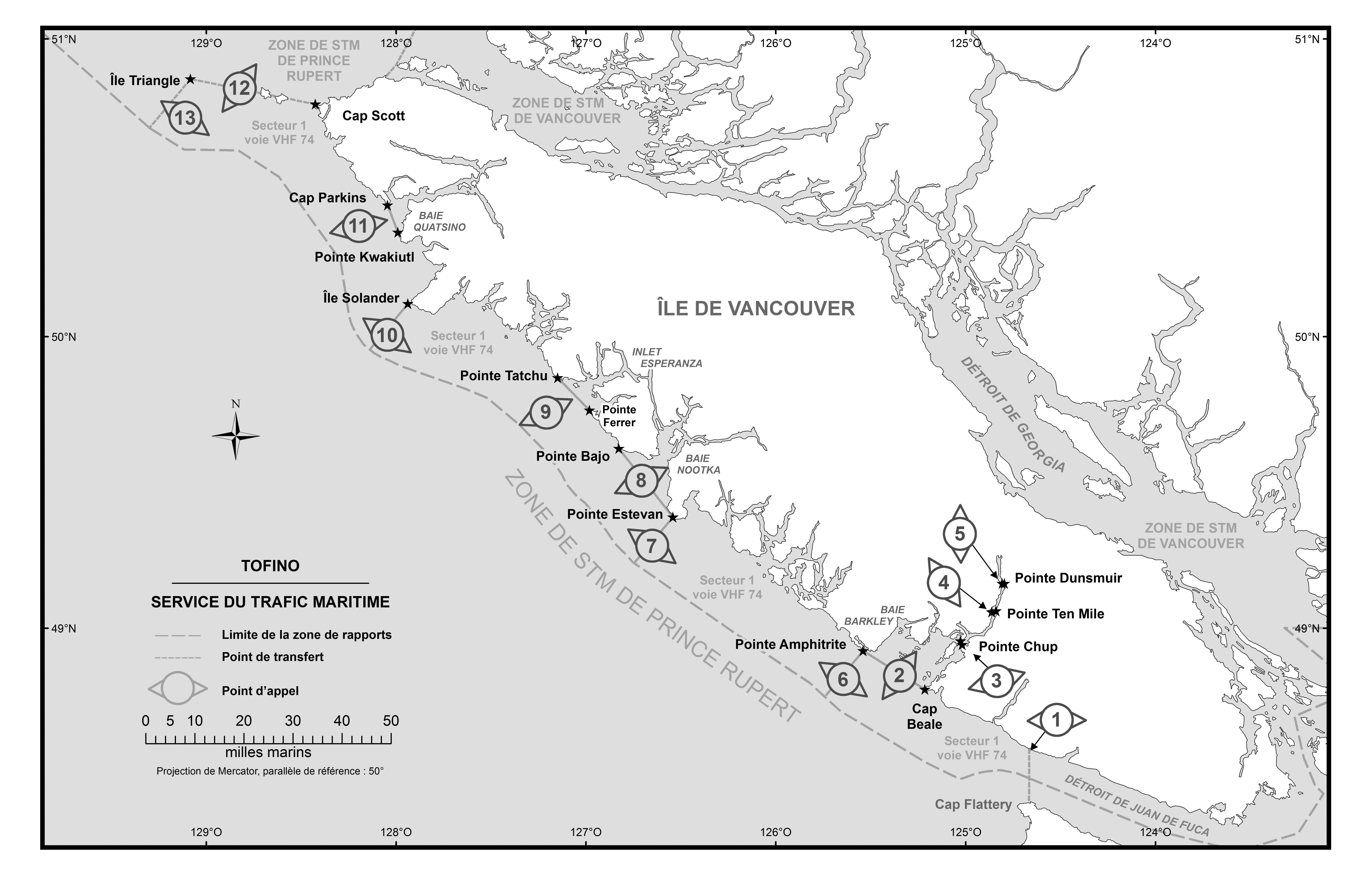 Nouvelle carte de Tofino Services du trafic maritime