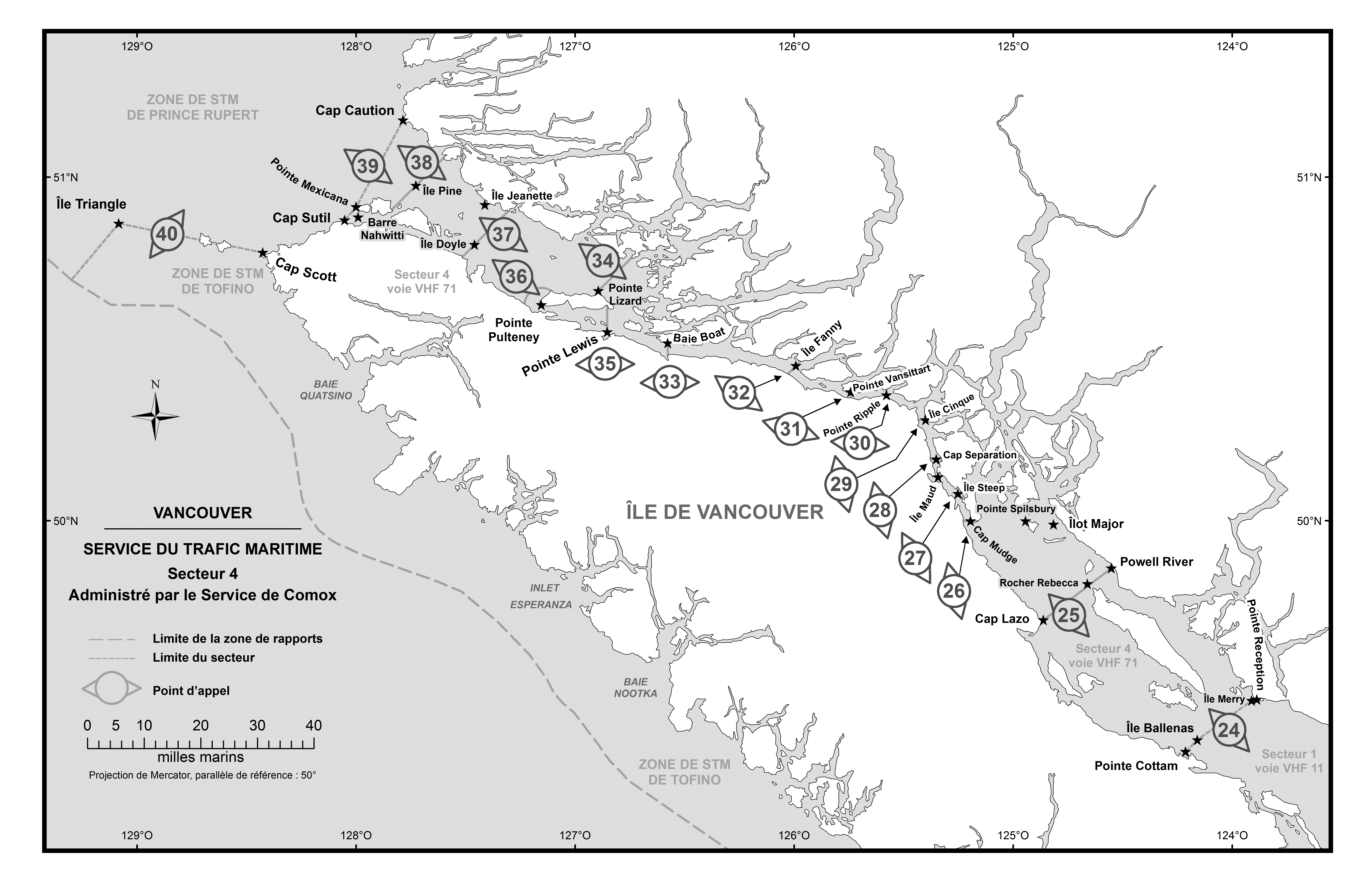 Nouvelle carte de Vancouver Services trafic maritime Secteur 4